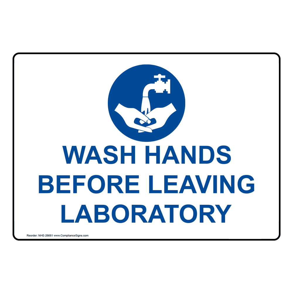 Wash Hands Before Leaving Laboratory Sign NHE26681 Hand Washing