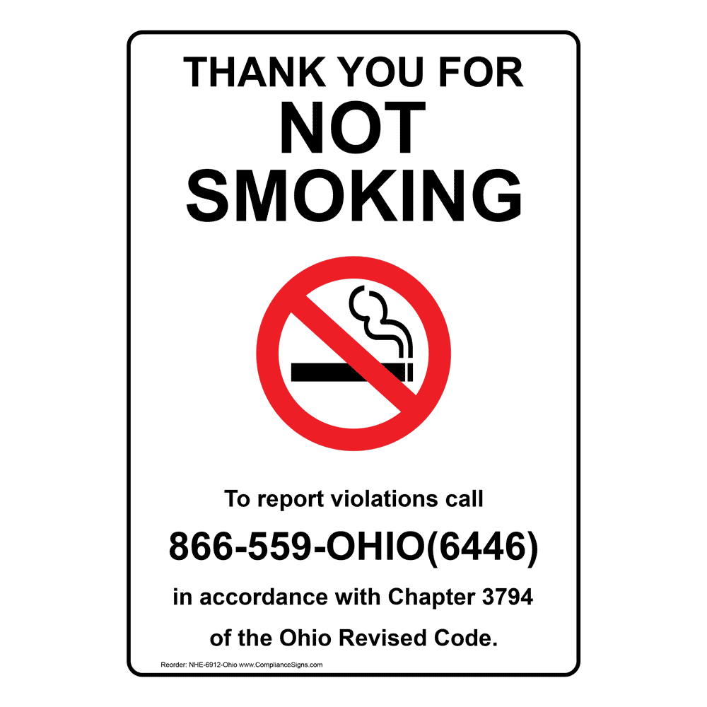 No Smoking Signs and Labels OHIO No Smoking