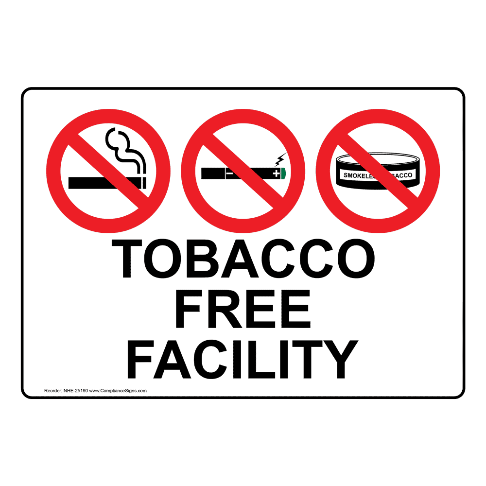 Tobacco Free Facility Sign NHE-25190 Smoking Area