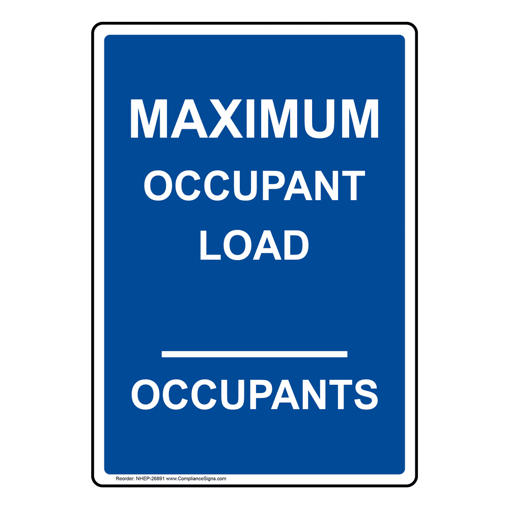Portrait Maximum Occupant Load 125 Occupants Sign NHEP26891