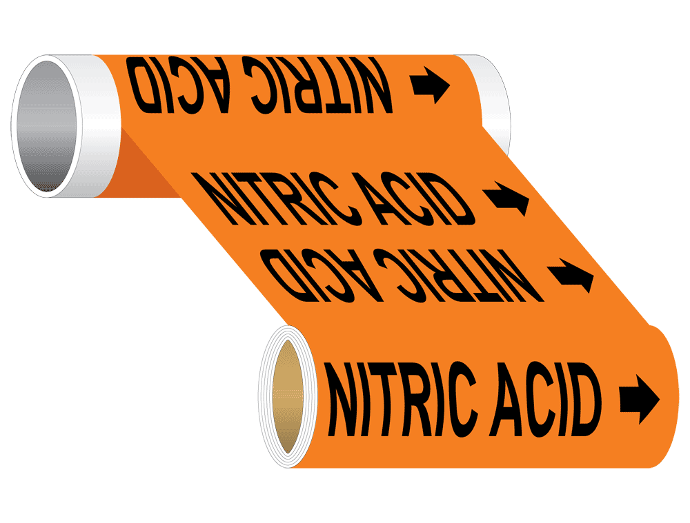 ASME A13.1 Nitric Acid Label PIPE23920WRBLKonORNG Pipe Markers