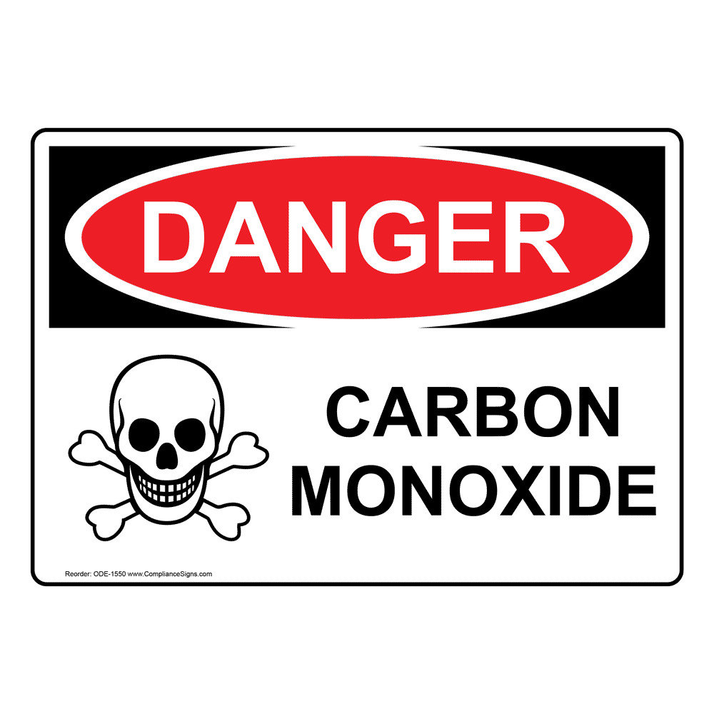 DANGER Carbon Monoxide Sign With Symbol