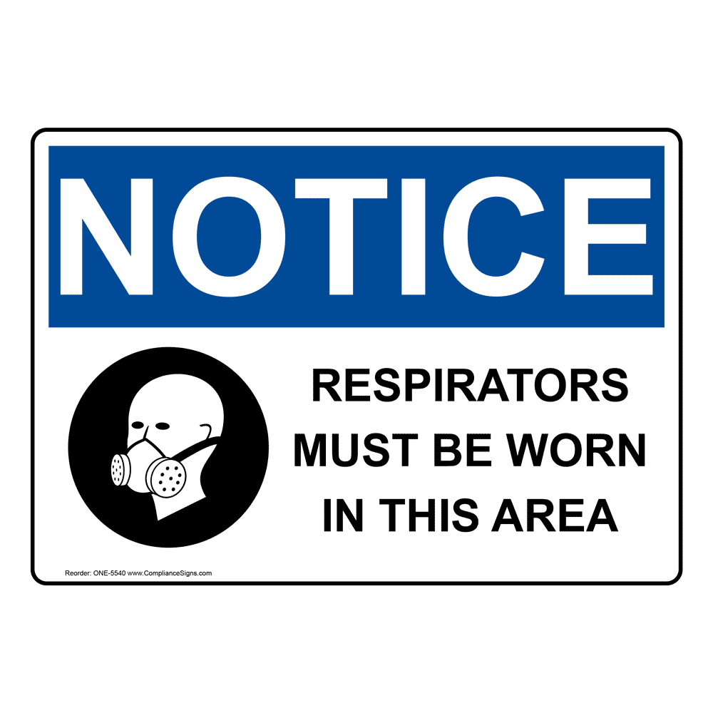 Respirator safety signs notify workers of PPE requirements