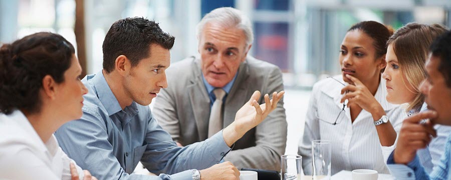 workers discussing safety
