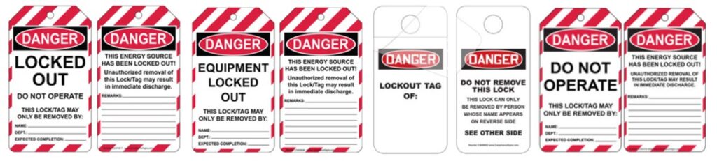 Lockout Tagout tags