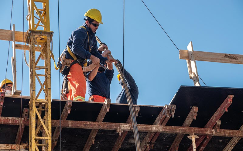 Construction workers on the job