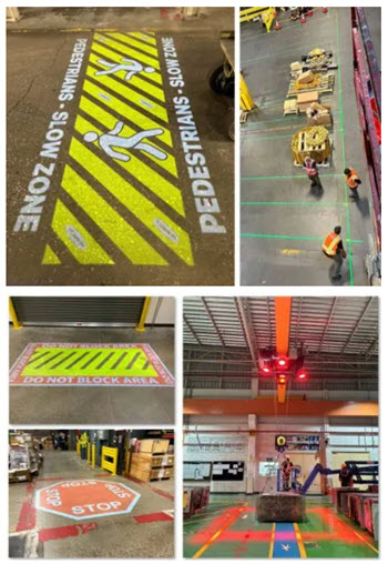 Safety messages projected onto floors