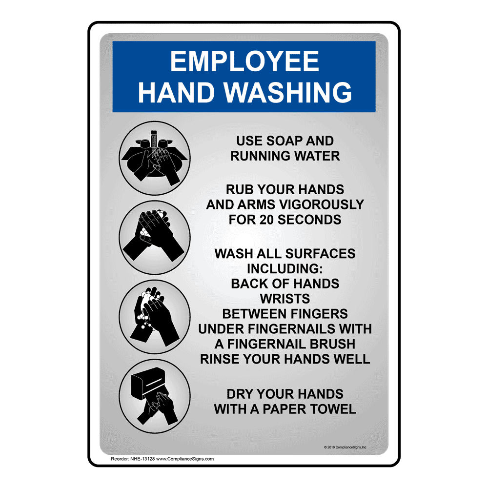 Employee Hand Washing Sign NHE-13128 Employee Wash Hands