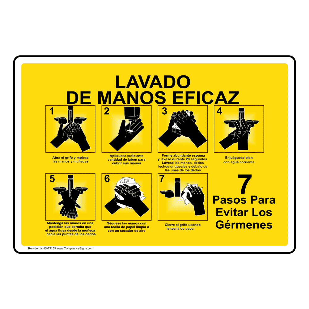 Effective Hand Washing Spanish Sign NHS13135 Hand Washing