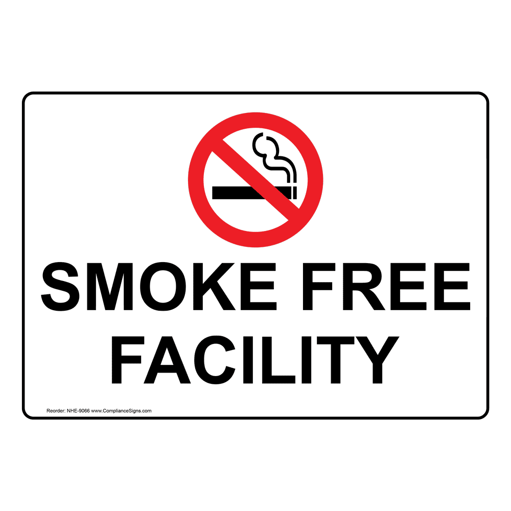 smoke free facility sign nhe 9066 no smoking