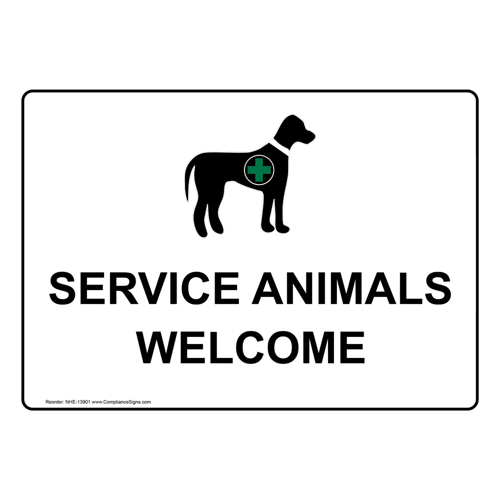 ADA Service Animals Sign NHE13901 Handicap Assistance