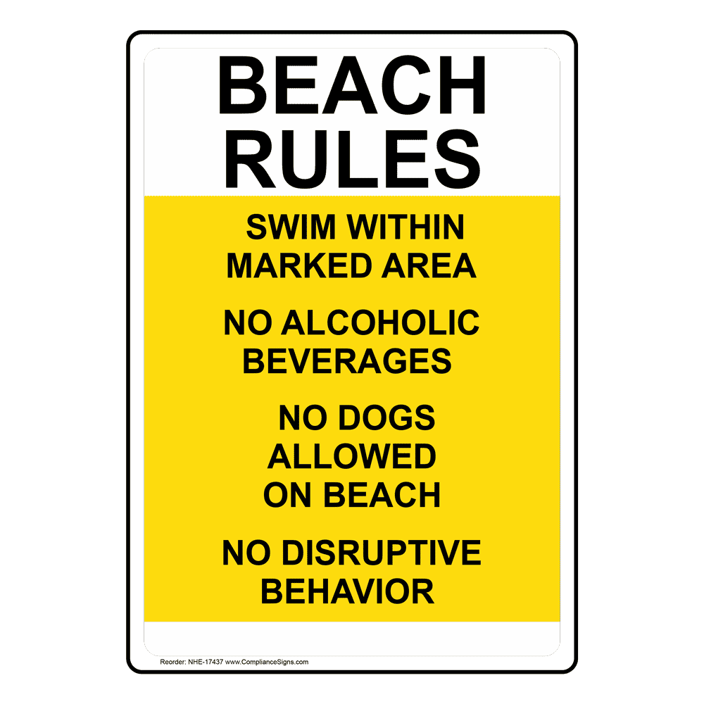 Beach Regulations Rules Sign NHE17437 Water Safety