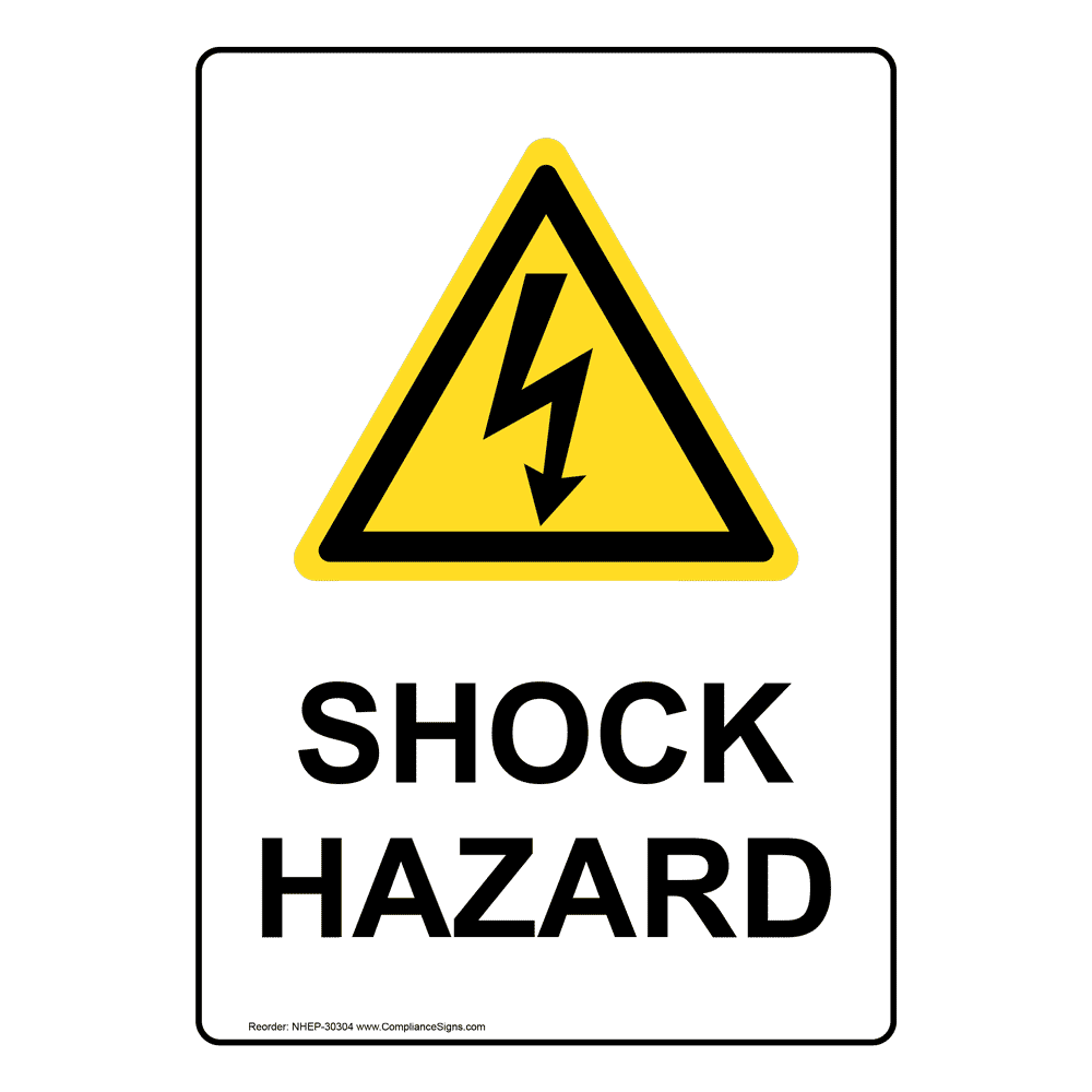 Portrait Shock Hazard Sign With Symbol NHEP30304