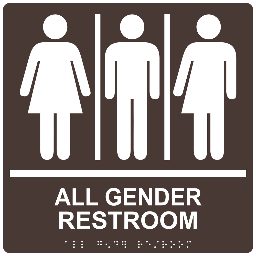 ADA All Gender Restroom Sign RRE2541399_WHTonDKBN Gender