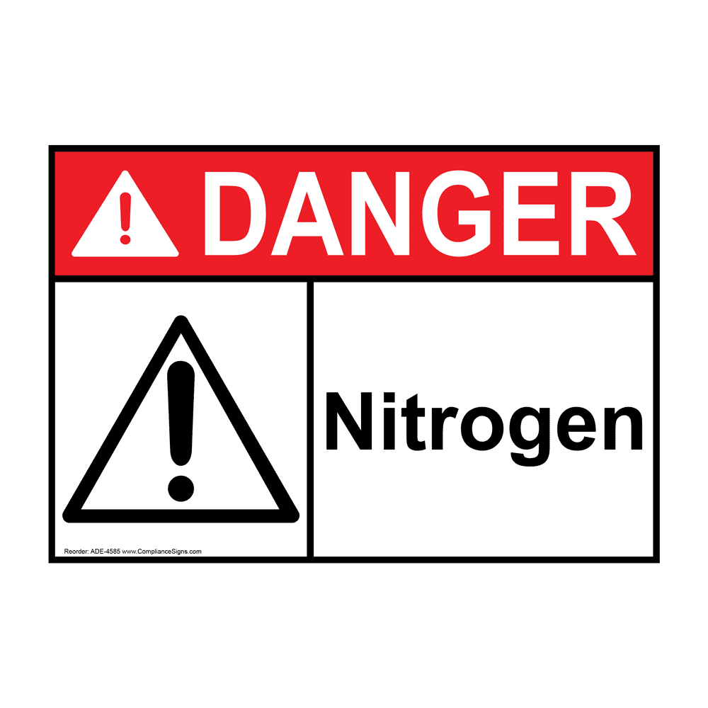 ANSI DANGER Nitrogen Sign ADE4585 Nitrogen