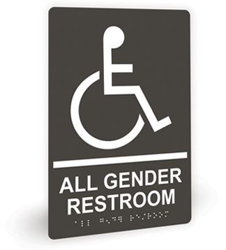 All gender restroom braille sign