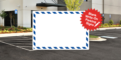 Blank Parking Sign with Blue Border - Add Your Text