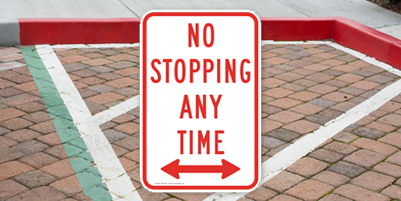 No Stopping Any Time Sign with Arrows