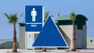 CA Title 24 Men's Restroom Signs CA Title 24 mens restroom sign on outdoor bathroom