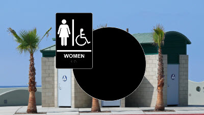 CA Title 24 Women's Restroom Signs CA Title 24 Women's bathroom sign on outdoor restrooms