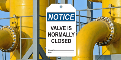 White Valve Tag: Valve is normally closed