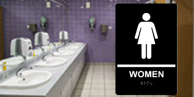Black ADA Braille Women's Restroom Sign