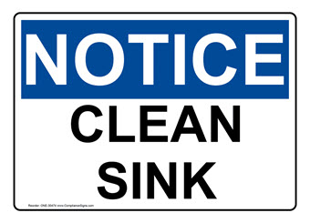 Clean Sink Signs - Made in USA Clean Sink Signs