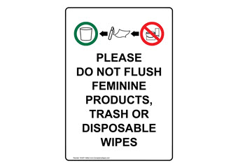 Do Not Flush Signs and Labels