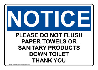 Do Not Flush Paper Towels Bathroom Signs