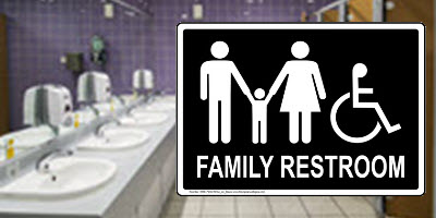 Family Restroom Sign with Wheelchair Symbol
