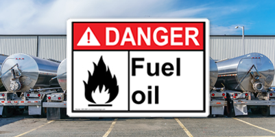 ANSI Danger Fuel Oil Sign and Tank Trucks