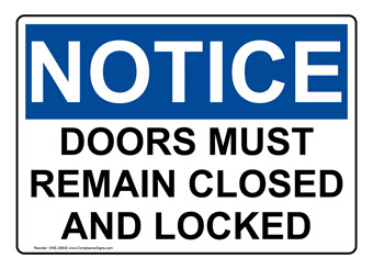Keep Door Locked Signs