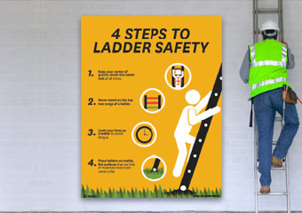 Ladder safety poster at jobsite