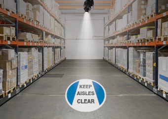 LED GOBO projector in workplace LED floor sign projector in warehouse