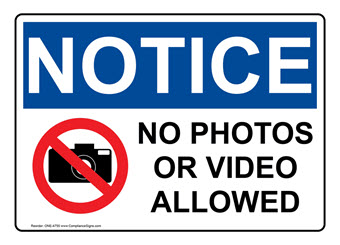 No Photos Or Video Security Signs