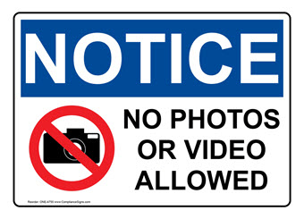 No Photos Or Video Security Signs - Made in USA No Photos Or Video Security Signs