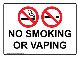 No Smoking Vaping E-Cigarette Signs and Labels