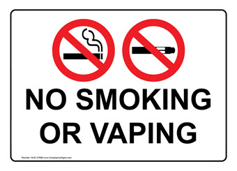 No Smoking Vaping E-Cigarette Signs and Labels - Made in USA No Smoking Vaping E-Cigarette Signs and Labels