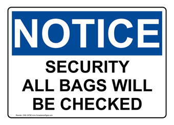 Bag Check Security Signs