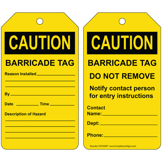 SafetyCal Barricade Tags Link Page