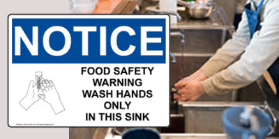 Food Safety / Kitchen Signs - OSHA Food Handling Wash Hands