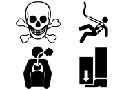 Safety Symbol Stickers - BODY HAZARDS Symbols