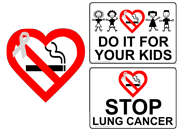 Heart and Cancer Ribbon No Smoking Signs