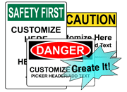 OSHA / ANSI Headers + Custom Text