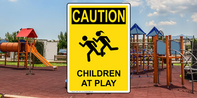Yellow Caution Children At Play Sign