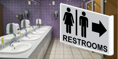 Restrooms Sign With Right Arrow