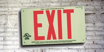 Red UL-listed EXIT Sign