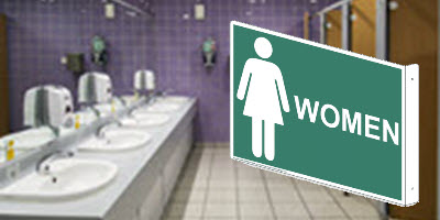 Green Women's Restroom Sign - Projection Mount
