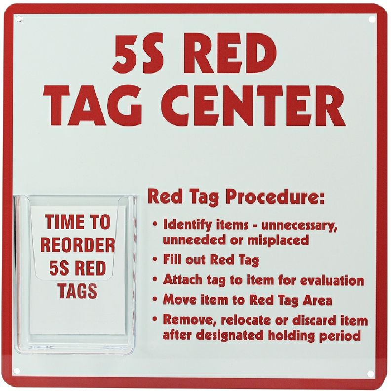 5S Red Tag Center Sign with Tags Holder
