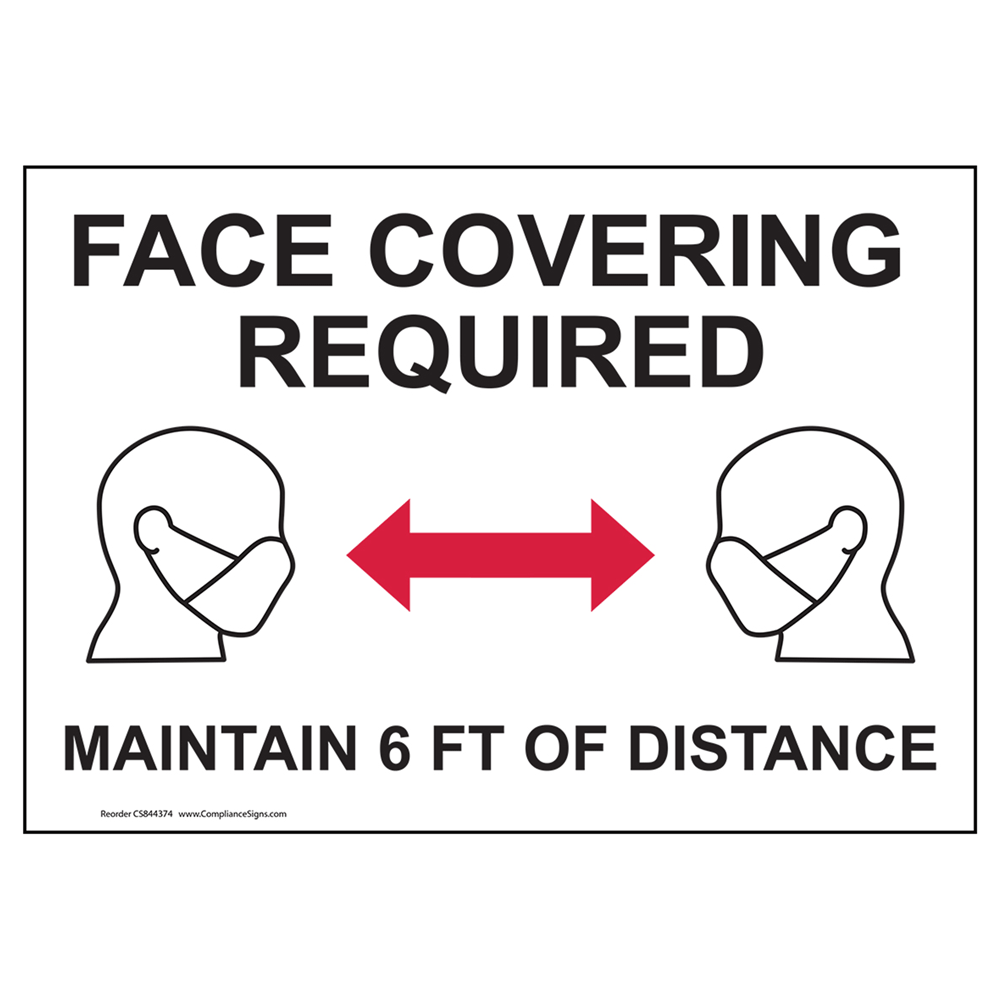 Face Covering Required Maintain 6 Feet Of Distance Sign CS844374